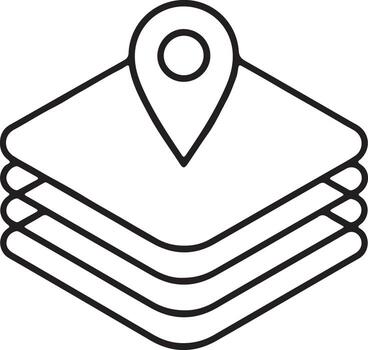 Stacked map layers with location pin icon vector