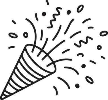 mano dibujado papel picado corchete explotando con serpentinas y círculos vector