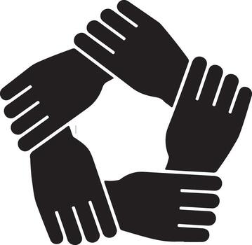 Five transparent hands interlocking in a circle symbolizing unity and teamwork vector