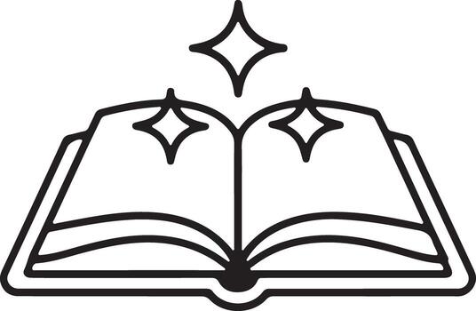 Open book with sparkling stars symbolizing magic and knowledge vector