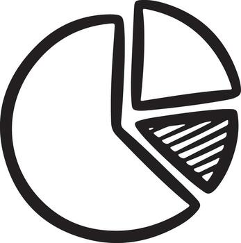 Hand drawn pie chart with three segments vector