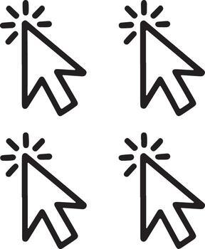 Four click cursor icons representing selection and action vector