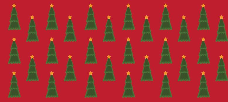 christmas trees seamless pattern on red background. design for wrapping paper, fabric, greeting cards, and festive digital designs. vector