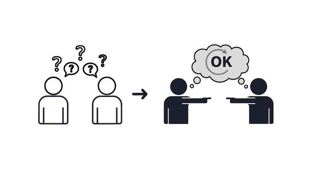 Two people initially confused then pointing fingers after finding a solution depicting blame and accountability in a problem-solving environment vector