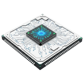 hög tech central bearbetning enhet med ai inuti, skära ut, klippning väg, isolerat på en transparent bakgrund. png