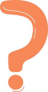 2D abstract question mark with bold curves and soft orange tone, perfect for modern graphic design and conceptual visual communication. png