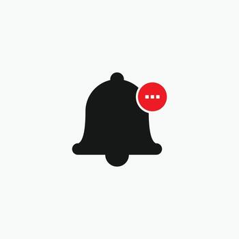 Black glyph notification bell icon with a red circle ellipsis ... indicating a pending update or loading process. Ideal UI element for applications vector