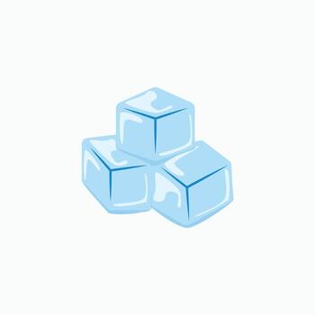 A graphic stack of three ice cubes , perfect for illustrating frozen, cold, and refreshment concepts. Isolated cartoon element ideal for summer drink designs vector