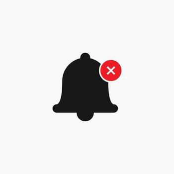 Black error notification icon in glyph style. Features a red circle with a cross 'X' indicating cancel, failure, or blocked alert. UI design vector