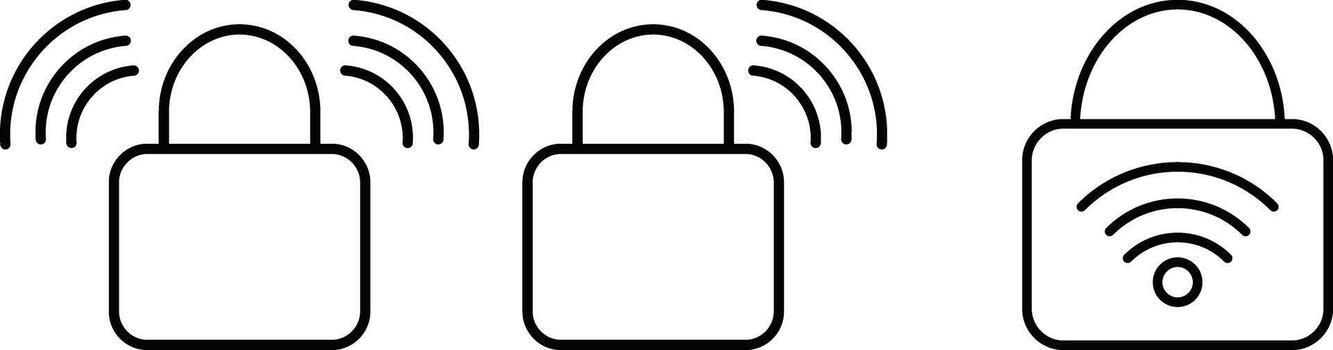 NFC Lock Icons Set. NFC Access Control Icons. Wireless security signs. Secure access technology symbols vector