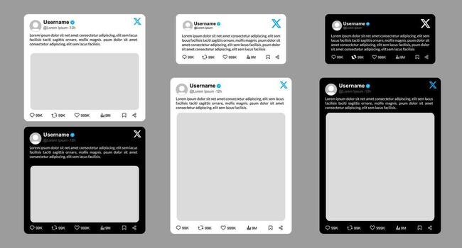 Variety of social media mockups x social media posts in different sizes and formats, vector