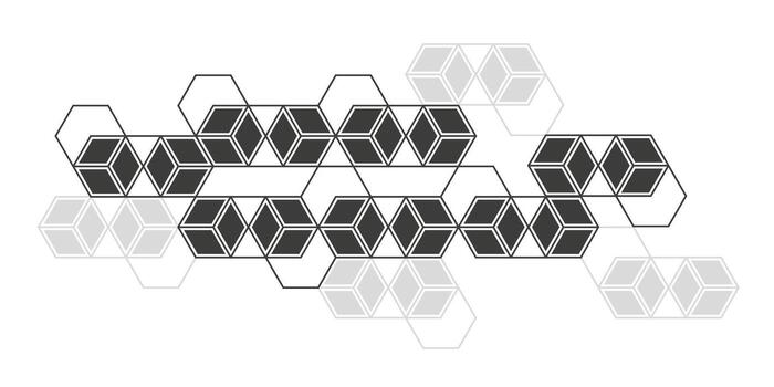 Abstract white background from cubes and lines.Linear geometric drawing. vector