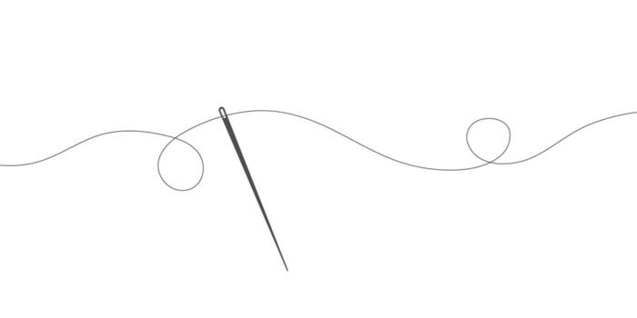 Drawing of a needle and thread. Embroidery and needlework. vector