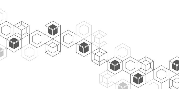 Linear geometric drawing. Abstract white background from cubes and lines. vector