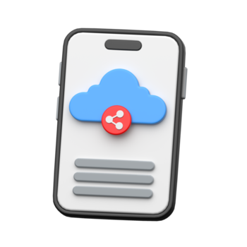 3d Smartphone com nuvem e compartilhar ícone para Arquivo Envio png