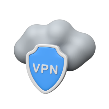 3d nuvem com vpn escudo representando criptografado seguro conexão png