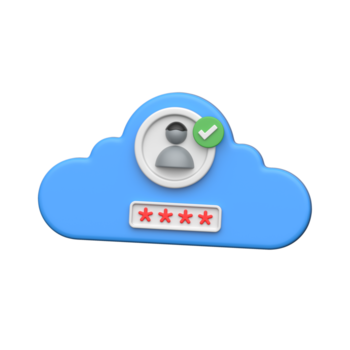 3d wolk met gebruiker Log in en wachtwoord veiligheid symboliseert wolk authenticatie png