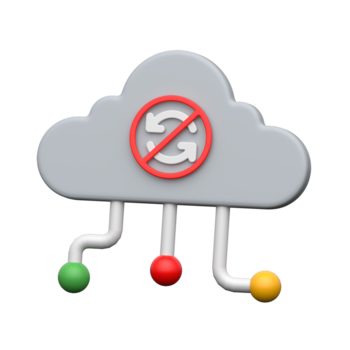 3d moln med Inaktiverad refresh symboliserar off-line läge eller synkronisera fel png