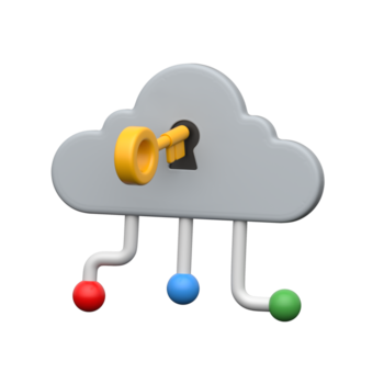 3d nube con d'oro chiave simboleggiante nube accesso sicurezza e crittografia png
