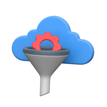 datos filtración y nube Procesando, nube datos filtrar 3d icono png