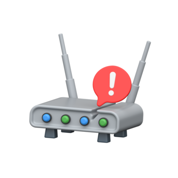 3d Wi-fi roteador ícone mostrando vermelho alerta conexão erro png