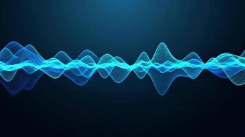Abstract blue wave pattern against a dark background, representing sound waves, technology visuals, data visualization, or digital audio signal with a modern and dynamic style 4k video
