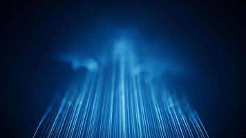 astratto blu leggero raggi su buio sfondo, futuristico tecnologia disegno, dati ruscello visualizzazione, leggero striature effetto, moderno digitale arte 4k video
