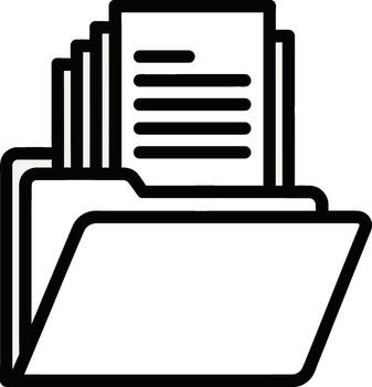 illustration of folder with document in a simple line art style vector