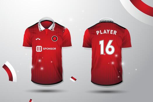 Red soccer jersey with number 16 vector