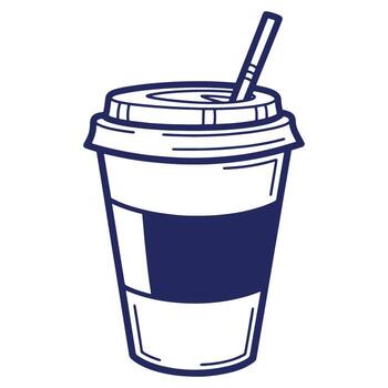 Coffee cup illustration with straw and lid perfect for menu design or cafe branding elements for web and print vector