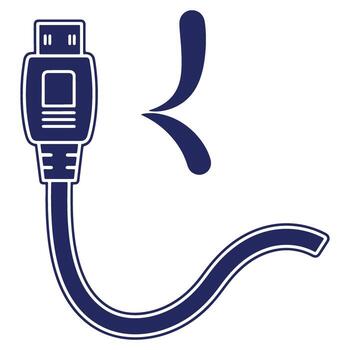 Blue USB connector and bracket symbol isolated on a white background representing connection concept for technology industry vector