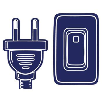 Electrical plug and light switch illustration for energy and technology concepts showcasing power and connection in a modern graphic style vector