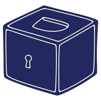 Blue box with keyhole and slot illustration for secure storage and depositing concepts and design elements vector