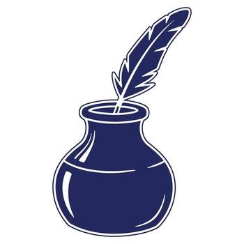 clásico pluma y tintero ilustración simbolizando escritura creatividad y histórico documentación proceso con aislado diseño vector