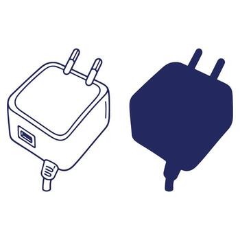 Phone Charger Illustration with Two Different Styles Clean Minimalist Image for Technology and Gadget Visuals vector