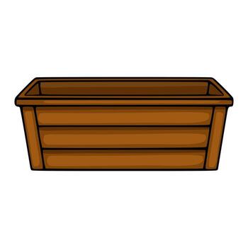 un sencillo ilustración de un vacío rectangular marrón plantador caja con negro contornos y sutil sombreado, Perfecto para jardinería temas vector