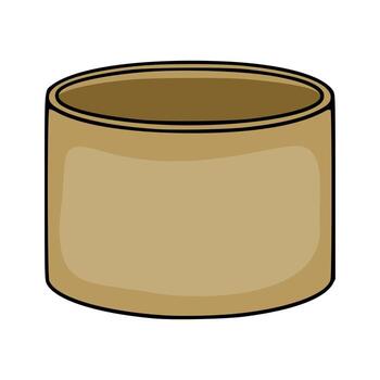 Simple illustration of a brown cylindrical container with a black outline and subtle shading, isolated on a white background. vector