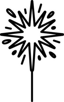 Black outline sparkler with radiating lines and dots vector