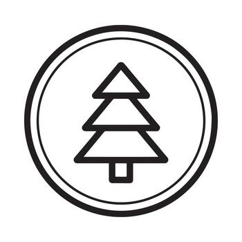 sencillo línea Arte icono de un pino árbol dentro un circulo vector