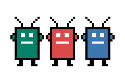 8 bit pixel business robotic robot machine ai chat bot art decorative. vector