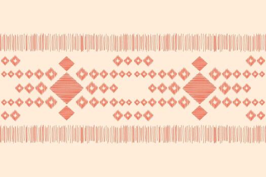Design cloth retro motif fabric pattern ikat brown cream color background. vector