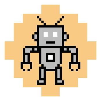 personaje retro de robots ai charla larva del moscardón ingeniero robótico decoración Arte. vector