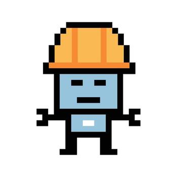 Cute 8 bit pixel design business robotic robot machine ai chat bot art. vector