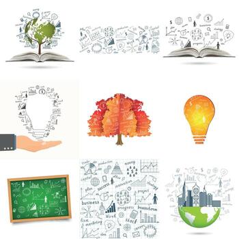 Collection of business infographic templates. Hand-drawn creative business strategy, set of diagrams and graphs vector