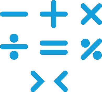 Math symbols in blue color . Mathematical symbols for working with calculations . illustration vector