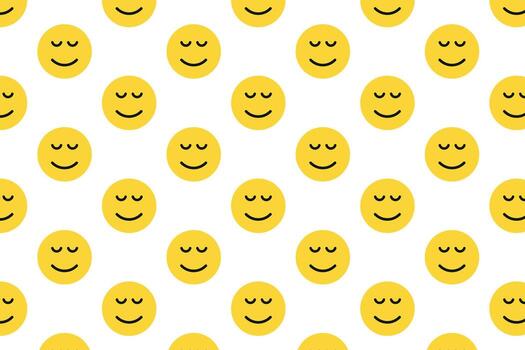 Calm emoji pattern on white background . Calm expression emoticons background . illustration vector