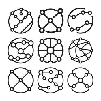 resumen red y conexión icono conjunto vector