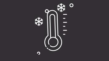 Cold temperature white line animation icon. Motion graphic animation winter themed video