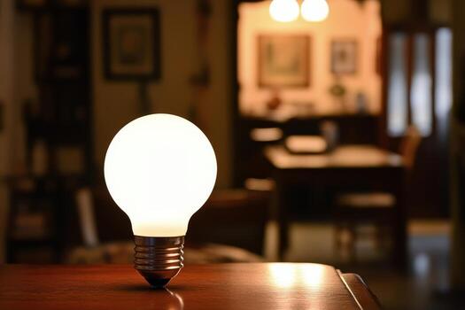 un ligero bulbo es sentado en un mesa foto