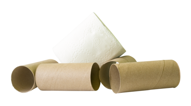 pañuelo de papel papel rollos o baño papel rodar con núcleos o pañuelo de papel papel tubos en apilar aislado con recorte camino en archivo formato png